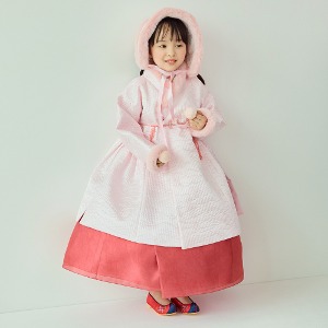 民韓服 ピンク ミンク毛 トゥルマギ プレミアム 伝統 高級韓服 設備投資 子供 1歳誕生日 100日 赤ちゃん ドレス 幼児
